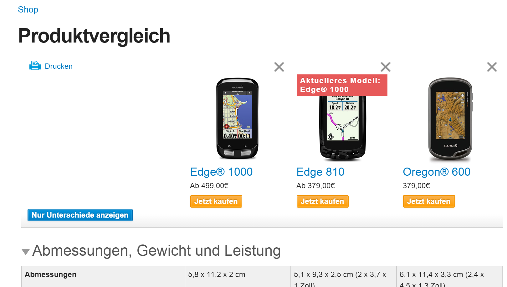 compare garmin devices